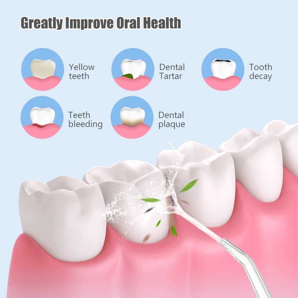 Irrigador Oral inalámbrico de 220ml, hilo Dental de agua para limpieza y blanqueamiento Dental, 3 modos de presión, 4 puntas de chorro, resistente al agua