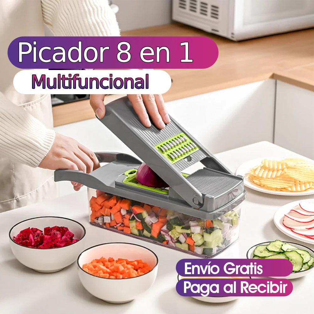 Mandolina Rallador Picador de verduras 8 funciones en 1